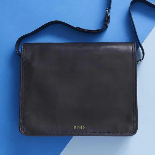 Black Leather Messenger Bag