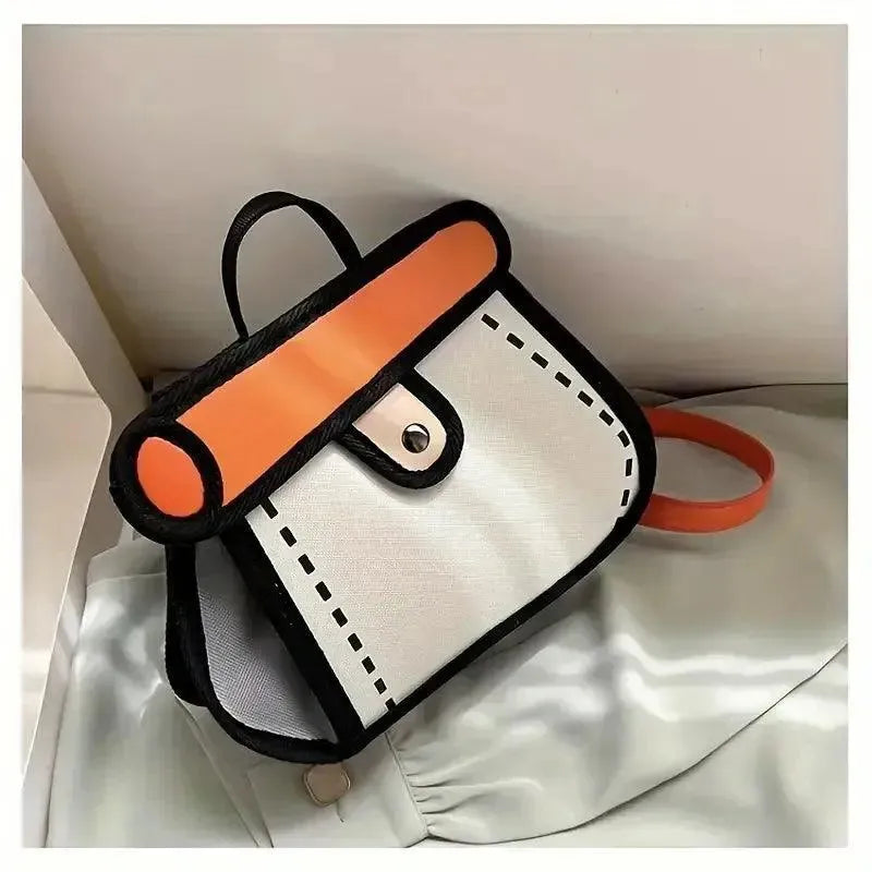 Cute 2D Cartoon Graphic Messenger Bag