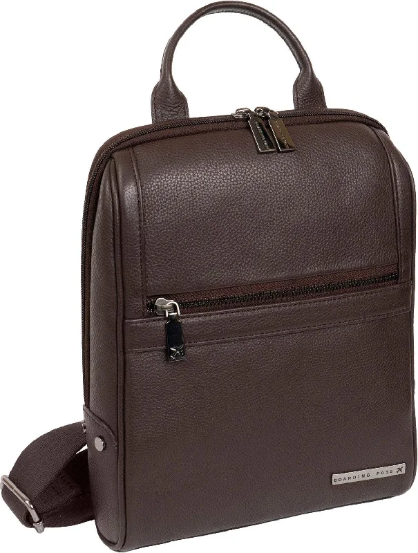 Gotham 12" Pebble Grain Genuine Leather Messenger Bag - Chocolate