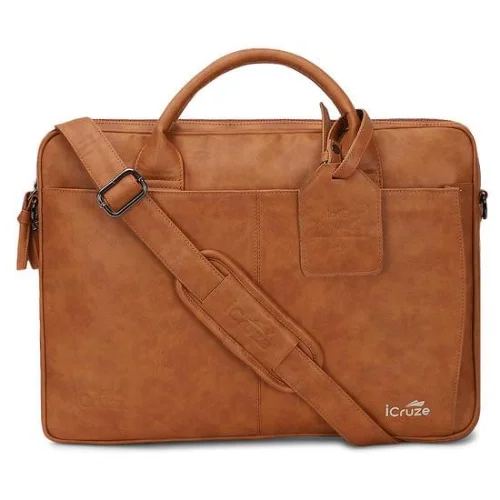 iCruze Elite Slim 15 inch Messenger Bag Tan