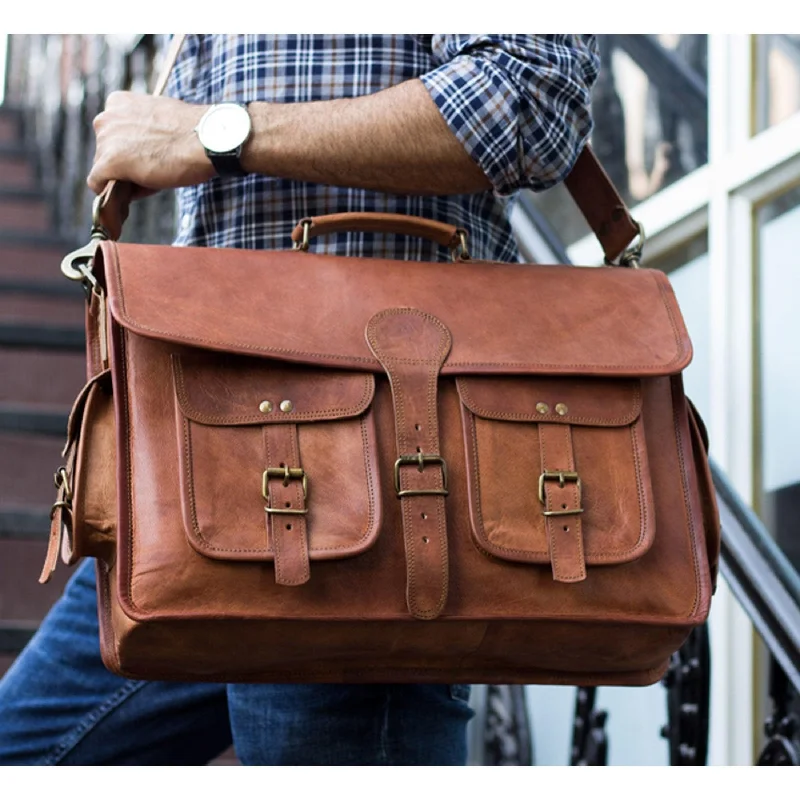 Leather Briefcase Laptop bag 18 inch Handmade Messenger Bags Best Satchel