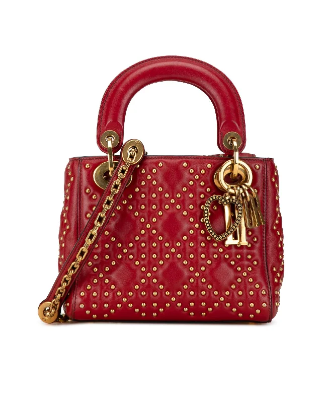 Studded Lambskin Mini Lady Dior Satchel