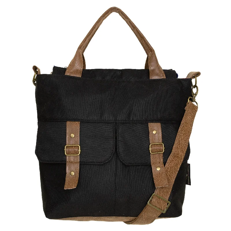 Amber Crossbody Premier: Black Waxed Canvas