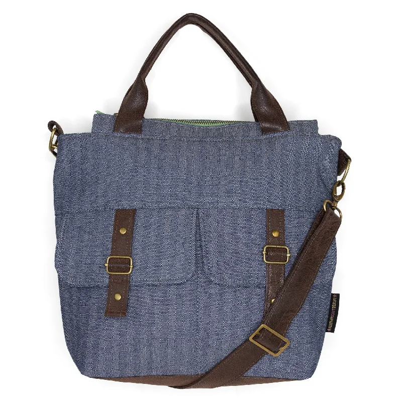 Amber Crossbody Premier: Blue Herringbone