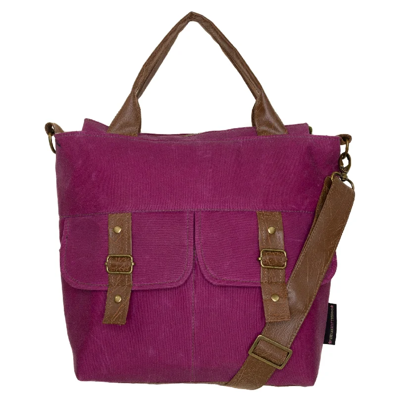 Amber Crossbody Premier: Raspberry Waxed Canvas