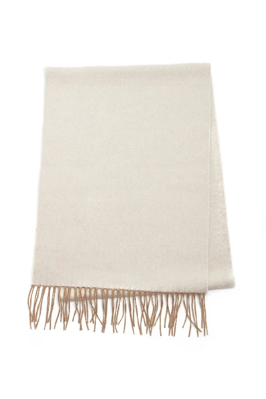 Blaine Fringe Scarf in Ivory Melange Silk Cashmere