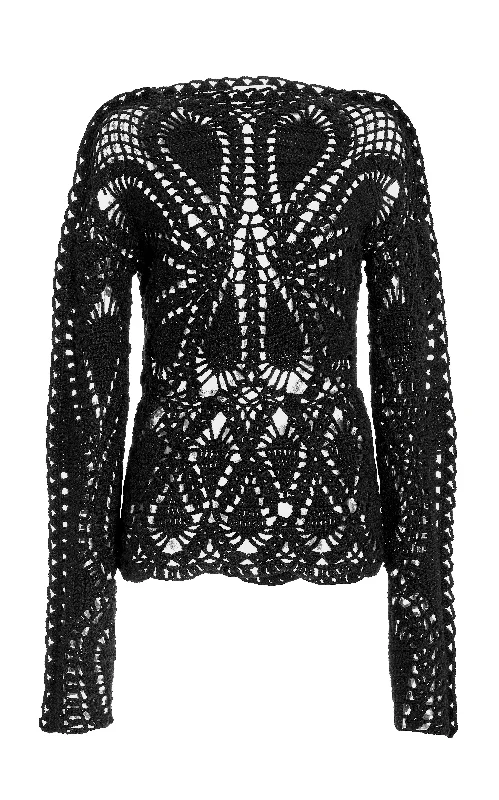 Capps Crochet Top in Black Wool Cashmere