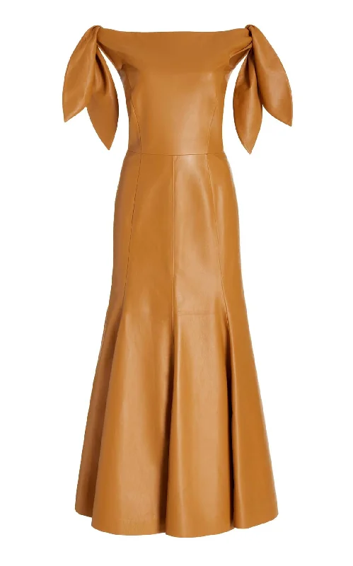 Eda Dress in Cashew Nappa Leather