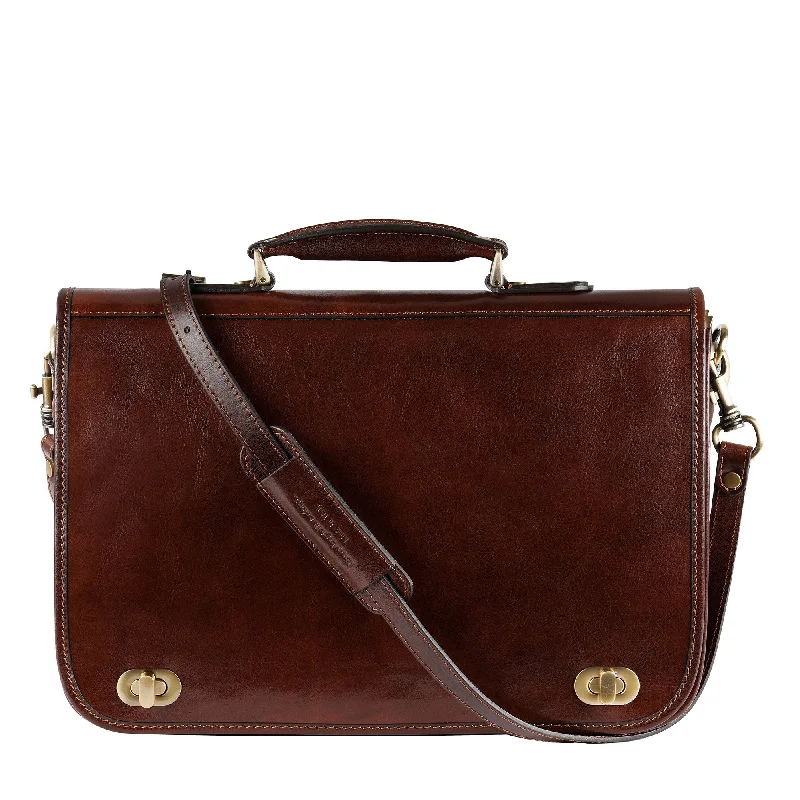 Leather Briefcase Laptop Bag - Illusions