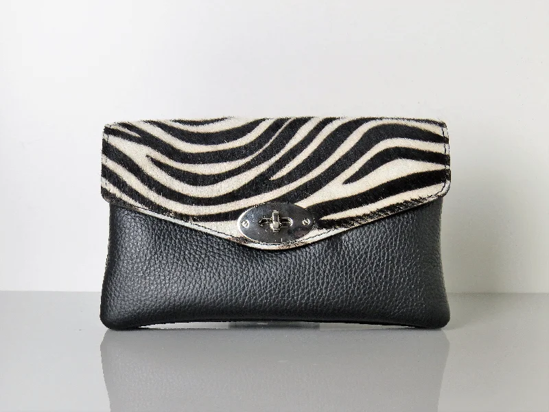 Genuine Italian Leather Mini Zeba Print Crossbody Bag