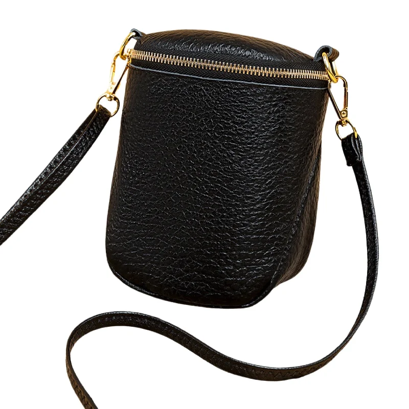 Korean Leather Phone Bag with Adjustable Crossbody Strap