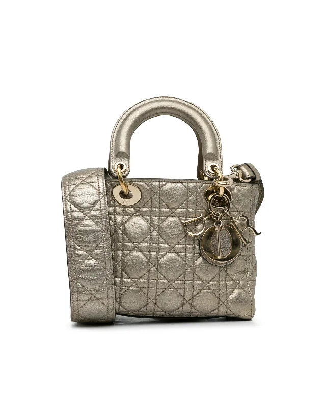 Metallic Quilted Leather Lady Dior Handbag