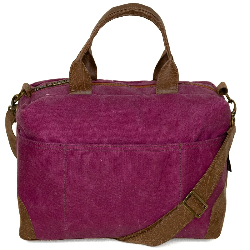 Poppi Premier Purse: Raspberry Waxed Canvas