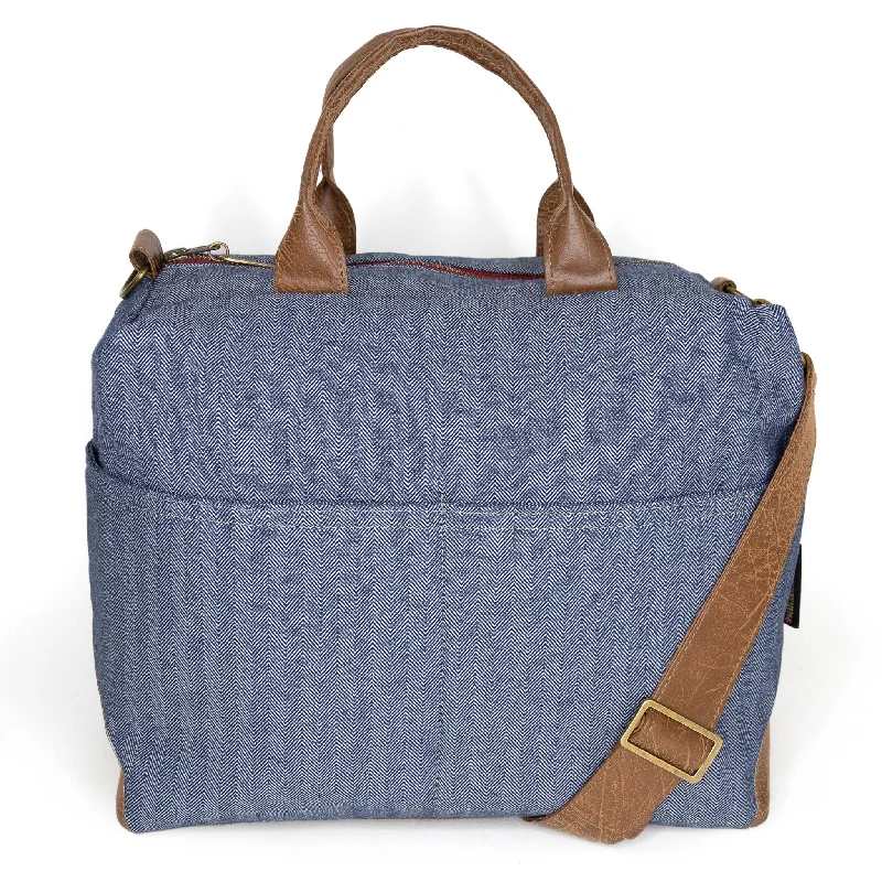 Poppi Pro Premier Purse: Blue Herringbone