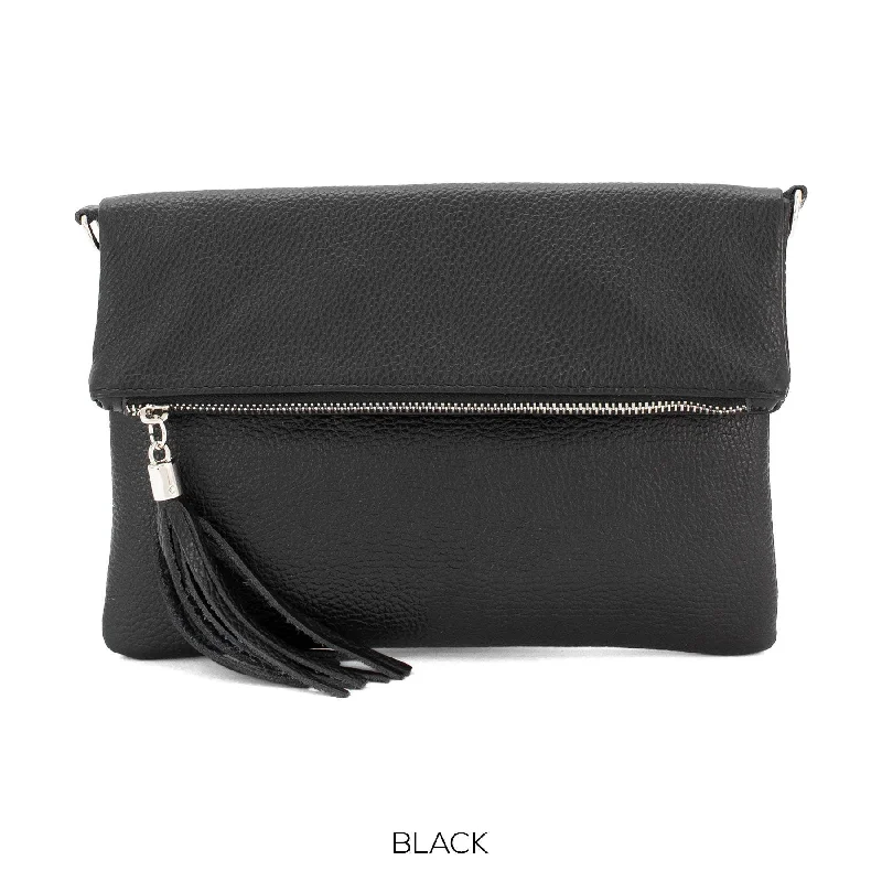 Real Genuine Plain Leather Italian Elegant Clutch Bag Crossbody Ladies Shoulder Bag Spring/Summer Wedding Parties Evening Bag Made in Italy