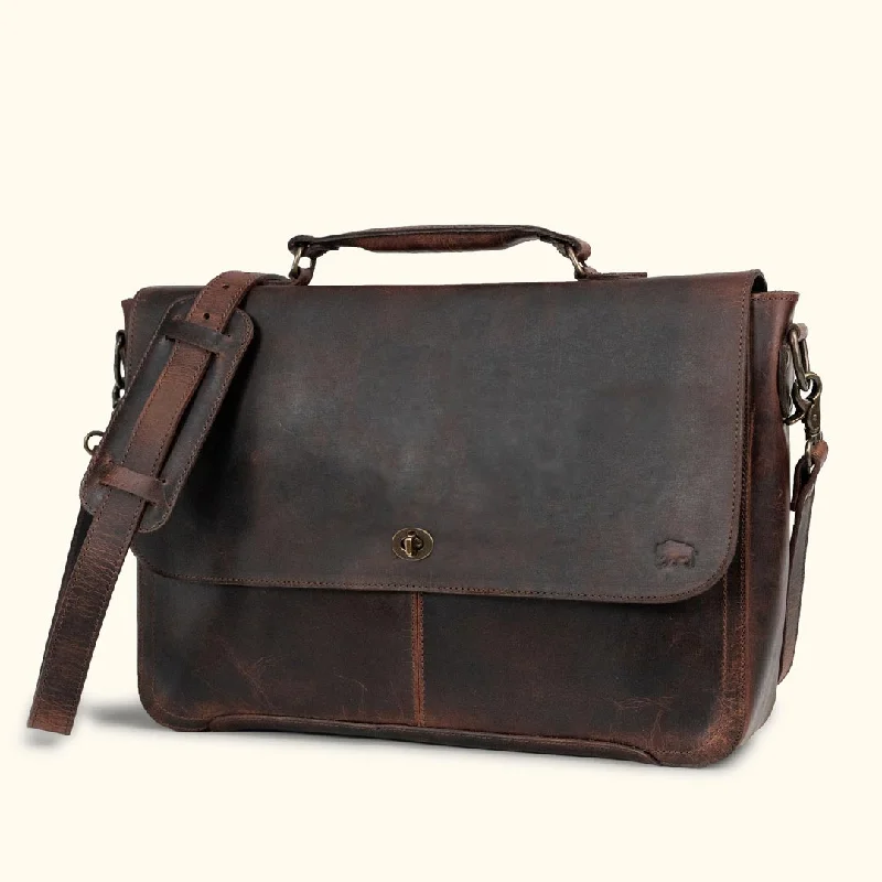 Roosevelt Leather Laptop Messenger Bag | Dark Oak