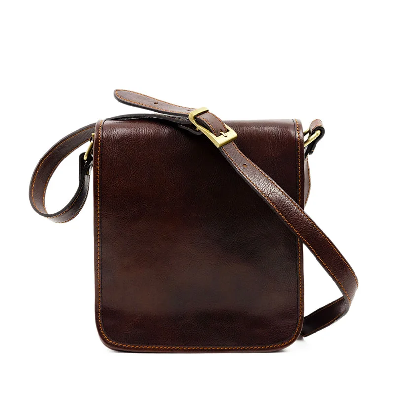 Small Leather Messenger Bag - On The Road