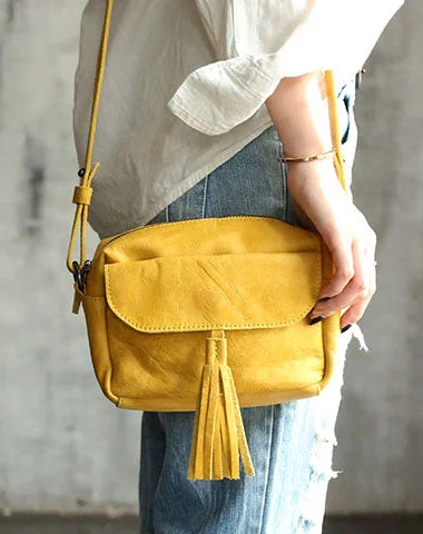 Vintage LEATHER WOMEN Tassels Crossbody Purses Small SHOULDER BAG FOR WOMEN