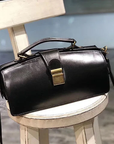 Vintage Womens Black Leather Doctor Handbag Purses Vintage Handmade Doctor Crossbody Purse for Women