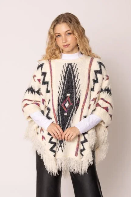 WCP420057 Aztec Tassel Poncho