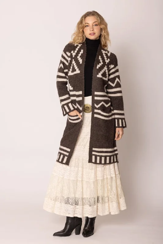 WCR420029 Aztec Long Cardigan