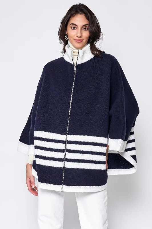 ZCK320012 Sporty Bordered Zip Up Knit Kimono